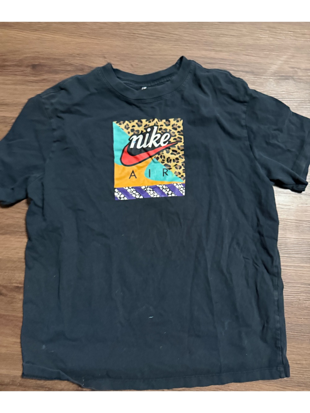 Nike Black Tee with Multicolor Graphic Pocket Print